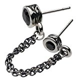 #10: 【セノーテ】 cenote e0425 【シルバーアクセサリー】 チェーン2ホールピアス ブラックジルコニア