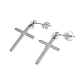 #10: ARMA クロス ピアス ドロップ メンズ レディース 銀 両耳セット 金アレ対応 ステンレス (シルバー)
