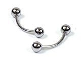 #3: (KEEP YOU) 【2個セット】 バナナ バーベル サージカルステンレス316L製　2:16GA(1.2mm_内径8mm_ボール4mm)×2個