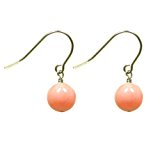 #9: Powerstones Labo (パワーストーンズ ラボ) ピンク サンゴ 珊瑚 ピアス レディース チタン フック 金属アレルギー の方にも シンプル ゆれる 天然石 6mm ピンクサンゴ