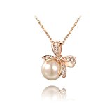 #6: （三月問屋）パール リボン ネックレス ローズゴールド