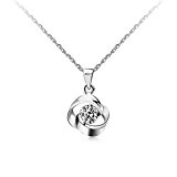 #6: KEISHIN　スーパージルコニア採用 925純銀製 1粒CZダイヤモンド　ローズモチーフ　ネックレス フレンチロープ　ペンダント