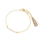 #5: 【静電気防止・静電気除去グッズ】パールラインタッセルブレスレット 【お肌に優しいニッケルフリー】 ベージュ (v4248-BE)