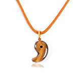 #3: アマンダストーン 古代勾玉（まがたま) 天然石 ゴールドタイガーアイ魔除けお守り勾玉 ペンダン ネックレス 縦約30mm×横約20mm×厚み約10mm