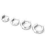 #8: Piercingj サージカルステンレス リング/フープ ピアス イヤリング　シルバー/ブラック/ゴールド メンズ /レディース/ カップル 4ペア 8個セット サイズ：3*7ｍｍ/3*9ｍｍ/4*7ｍｍ/4*9ｍｍ