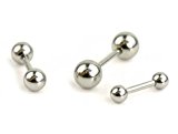 #10: 【3個セット】 ショート ストレートバーベル ステンレス ： 18GA(1mm_内径6mm_ボール4mm)×3個