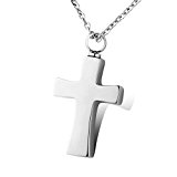 #4: HOUSWEETY 大容量 ステンレス 防水 中空 メモリアル ロケット 十字架 クロス ペンダント ネックレス メンズ レディース シルバー[チェーン&ギフトバッグを提供]