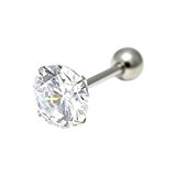 #7: 立爪ジュエル クリア バーベル 16G 14G ボディピアス サージカルステンレス (16G×8mm 3mm)