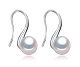 #10: 上品 パール 一粒 10mm 真珠 ピアス レディース シンプル ぶら下がり ゆれる リボン クリスタル フック ピアス ゴールド シルバー (02.タイプA (シルバー))