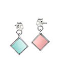 #1: （ネオグロリー）Neoglory Jewelry　夏にピッタリ爽やかなマカロンカラー　ホワイトゴールド　パール　ひしがた　スタッド　ピアス　左右違うカラー　金属アレルギー アメリカンピアス　ジュエリー　ギフト