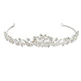 #3: 【ノーブランド 品】優雅な　髪飾り　ウェディングブライダル　ティアラ　クリスタル/ラインストーン　シルバークラウン　お花嫁用