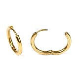 #3: 【ノーブランド品】 平面 サージカル ステンレス 製 チタン鋼 両耳 フープ ピアス リング ユニセックス アレルギーフリー (ステンレス Gold 16mm)