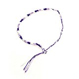#4: アジアン テイスト ボーダー カラー ミサンガ ブレスレット [パープル] レディースメンズ ユニセックス 女性用 男性用 シンプル 2WAY 足首 アンクレット リストバンド エスニック 民族系 糸 お守り 願い カワイイ カジュアル アクセサリー