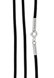 #10: 新宿銀の蔵 国産 日本製レザーチョーカー 牛革紐 ネックレス シルバー925 (ブラック) 幅2.0mm 長さ30cm～80cm (50cm) 人気
