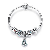 #7: WOSTU　ブルージルコンハートブレスレット　ハートチャームビーズ　ビーズ付け替え可能がある　動けるアクセサーパーツ　レーディスジリー17cm/19cm