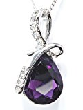 #10: 誕生石風 9種類 天使 の 泪 を イメージした ティアドロップ 型 ペンダント 付 ネックレス (アメシスト)