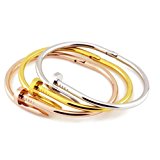 #7: 【ノーブランド品】モダンアートな釘 くぎ クギ チタン ブレスレット ゴールド バングル ネイル nail design bracelet (ローズゴールド)