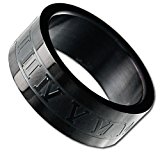 #5: ブラック ワイド LOVE リング ring 12のローマ数字がクールな指輪 ペアリング としてもGood サージカル316L アクセ (19)