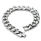 #2: シルバーワン(Silver1) ma 喜平 ブレスレット[銀色 6面カット 幅13mm] 中折れクリップ ステンレス メンズ