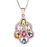 #5: ギフトジュエリー　カラーパレットペンダントネックレス　なないろくじゃく七色孔雀モチーフFLWCRS9