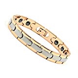 #10: Rakii ゲルマニウムブレスレット 純度99.99 ステンレス ヘマタイト (メンズ(ピンクゴールドxシルバー))
