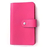 #8: 【192枚収納】 本格レザー 大容量 カードケース 男女兼用 11色 名刺 カードホルダー 手帳 (ピンク)