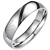 #6: Flongo ステンレス リング 指輪 メンズ Love ＆ ハート モチーフ 刻印入 ブラック シルバー(銀)-「27」