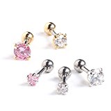 #5: 立爪 ジュエル ストレート バーベル 16G ジュエル3mm シルバー×クリアジュエル ボディ ピアス 316L サージカル ステンレス メンズ レディース