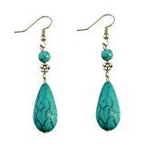 #9: ノーブランド品 ターコイズ　ヴィンテージ　エスニック　ピアス　水滴　ドロップペンダント