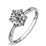 #8: maikun レディース 18K ホワイトゴールド メッキ ６本爪 キュービックジルコニア きらきら 結婚 リング アクセサリー 16