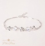 #5: PikiPea (ピキペア) ハワイアンジュエリー プルメリア 細ブレスレット ラインストーン シルバー925