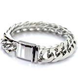 #5: シルバーワン(Silver1) ku ダブル喜平 ブレスレット[銀色 6面カット 幅18mm] 差込式 ステンレス キヘイ メンズ