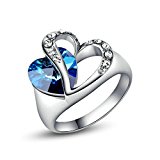#4: Yoursfs 愛の証 ダブルハートサファイア リング オープンハートリング 永遠の愛リング シルバーR084W1-13号