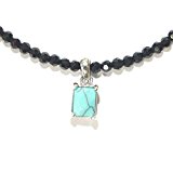 #8: OVER RAG セレブ 芸能人も愛用 高級感ある装いゴージャスでリッチなスピネル風ネックレス ネックレス メンズ レディース カットオニキス ブラックスピネル風 クリアクリスタル 天然石 パワーストーン ネックレス (ターコイズ (トルコ石))