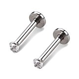 #3: 2個 軟骨ピアス16g 耳珠スタッド耳ピアスラブレットバーベルクリス結晶2mm
