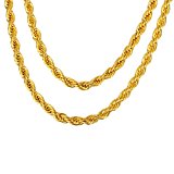 #1: HOUSWEETY ファション アクセサリー ネックレスチェーン フレンチロープチェーン レディース メンズ 6サイズ選択可 色：ゴールド 65cmx4mm