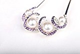 #9: [ミャオミャオ] Miaomyao 簪 かんざし U型 髪飾り 真珠 パールビジュー フラワー 花 結婚式 パーティー 着物 ドレス 振袖 留袖 浴衣 ヘアアクセサリー (パープル)