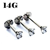 #1: 立爪 ラウンド/丸型 ジュエル ラブレットスタッド インターナル 選べる軸長8mm　【14G】サージカルステンレス/軟骨ピアス/口ピアス/トラガス/ヘリックス（ボディピアス/ボディーピアス）