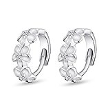 #4: （三月問屋）シルバー 925 ワンタッチ 梅の花 フラワー フープ ピアス レディース メンズ 2個セット