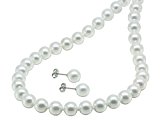 #6: まつよ 花珠貝パールネックレス ピアスセット 45cm 白真珠ホワイトカラー8ミリ45センチピアス koawhpn-08-45-pias