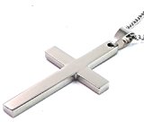 #9: （ 京都 おかげさまで ）日本製 ステンレス 十字架 ネックレス クロス ペンダント サージカルステンレス 喜平チェーン付き (ステンレス, 55)