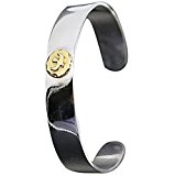 #9: 「silver KYASYA」シルバー925 金イーグルバングル 平打ちバングル ネイティブバングル メンズ 金イーグルメタルバングル 巾着ポーチ付き