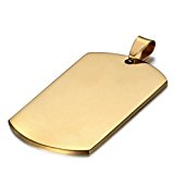 #9: JewelryWe メッセージ ドッグタグ ペンダント メンズ ネックレス ステンレス ボール チェーン チョーカー ファッション アクセサリー ;父の日,記念日, カラー：ゴールド(金);[ギフトバッグを提供]