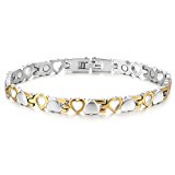 #10: Jstyle[ジェイスタイル]　ステンレス　ブレスレット　レディース　ハート　ブレスレット　磁石入れ　アクセサリー　サージカルステンレス製 (色：シルバー&ゴールド)