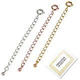 #9: [プレシャス] 延長アジャスターチェーン3色セット 長さ延長最大5㎝ ツユ玉 (イエロー、ホワイト、ピンク3色＋プレシャスクロスセット)