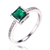 #10: JewelryPalace グリーン 人工 エメラルド 指輪 5月 誕生石 シンプル デザイン ソリティア 925 スターリングシルバー リング 婚約 結婚式 アクセサリー サイズ 18号