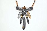 #3: イーグルフェザーゴールドネックレス 04【特大 頭金 銀 ゴールド シルバー ネイティブアメリカン 三代目 今市隆二 岩田剛典 登坂広臣 ゴローズ好き　 革紐 皮 羽 メンズ レディース インディアン OMG】