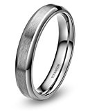 #5: TICENTRAL (Ti) 純チタン リング 軽量 ピンキーリング チタン 指輪 幅4mm 極細 細身 軽い 平打ち ヘアライン加工 シンプル メンズ レディース ファッション カジュアル アクセサリー カラー：シルバー（銀）（20）