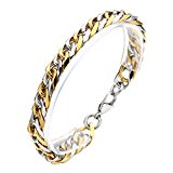 #5: PiercingJ　メンズ ファッション　アクセサリー　格好いい　ブレスレット　ステンレス製　 チェーンブレスレット (シルバー＆ゴールド)