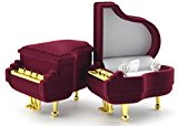 #5: 音楽好きな彼女に ピアノ風 ジュエリーボックス Jewelry BOX サプライズ プレゼント用 / イヤリング・ピアス・リングに対応 / ギフトに (ワインレッド)